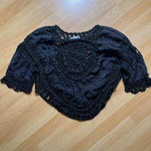 Black Crochet Women Top